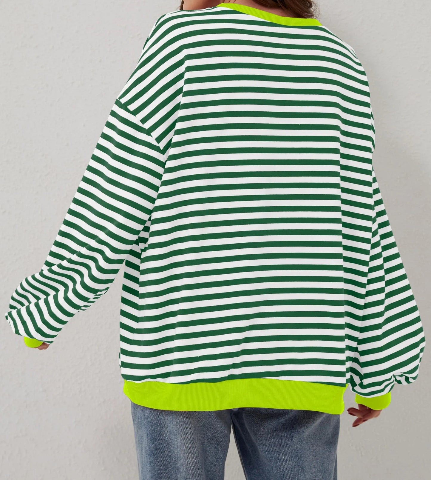 🔥Promotion 49% OFF😲-Women's Oversized Striped Long Sleeve Pullover (Buy 2 Free Shipping)