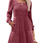 🍂2025 Autumn New Style 50% OFF⏰Women's Square Neck Lantern Sleeve Ribbed Dress