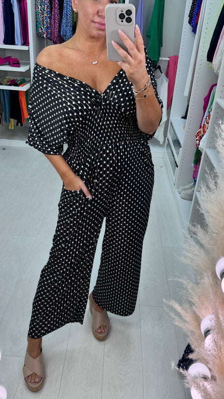 💥Hot 41%OFF💖Polka Dot Printed Elastic Waist Jumpsuit