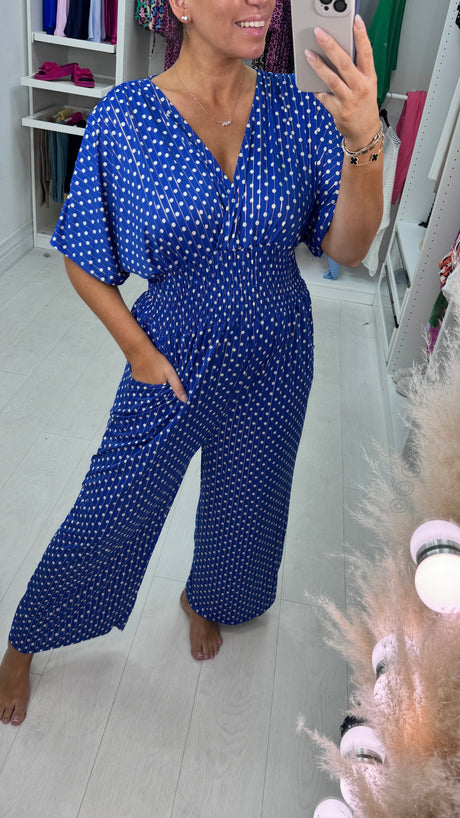 💥Hot 41%OFF💖Polka Dot Printed Elastic Waist Jumpsuit