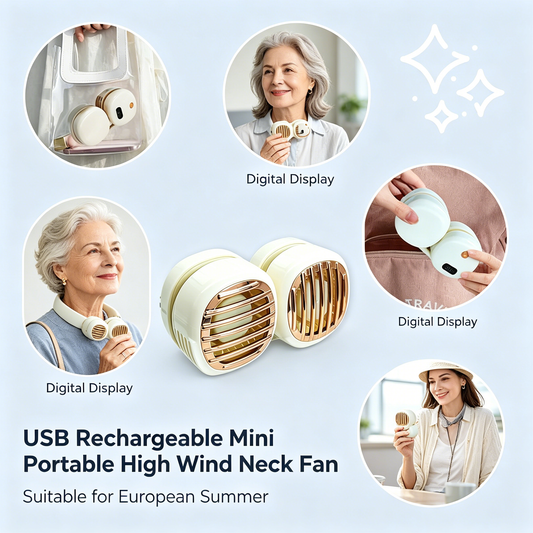 🔥Summer Specials-Foldable USB Rechargeable Neck Hanging Fan