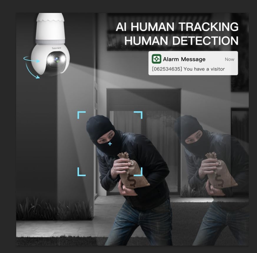 🔥Completely upgraded✨4MP Light Bulb Security Camera 5G&2.4GHz Wireless Outdoor Indoor Camera with Night Vision