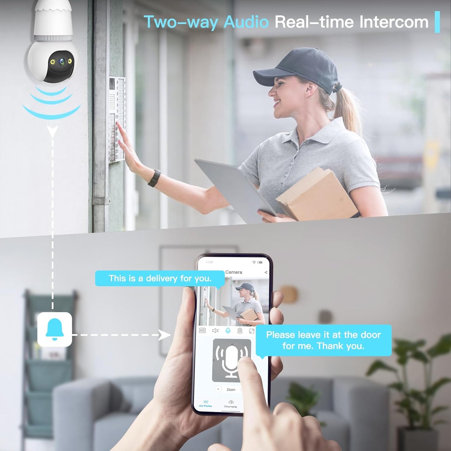 🔥Completely upgraded✨4MP Light Bulb Security Camera 5G&2.4GHz Wireless Outdoor Indoor Camera with Night Vision