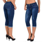 Ripped Roll Up Hem Capris Jeans