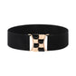 【Factory direct sales】Women's Vintage Gold Buckle High Elastic Leather Belt