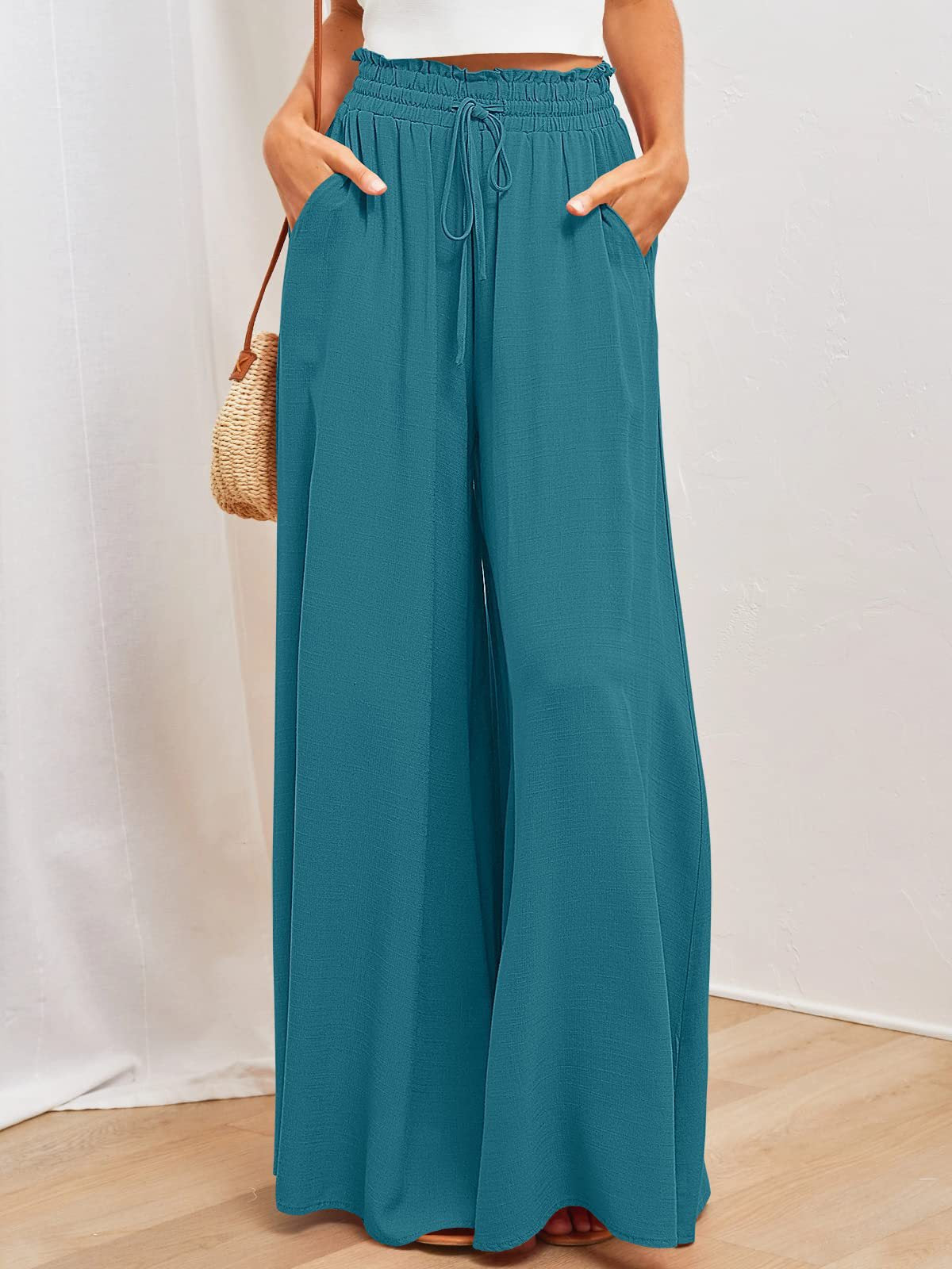 👖 LIMITED-TIME 50% OFF! ✨ Wide-Leg High-Waisted Pants – Cotton Blend, Loose Fit, Drawstring 🌿