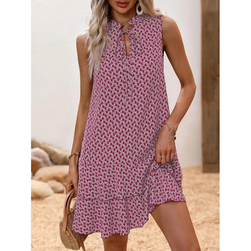 🎉Last Day Promotion 50% OFF💃Women's Geometric Print Bow Dress