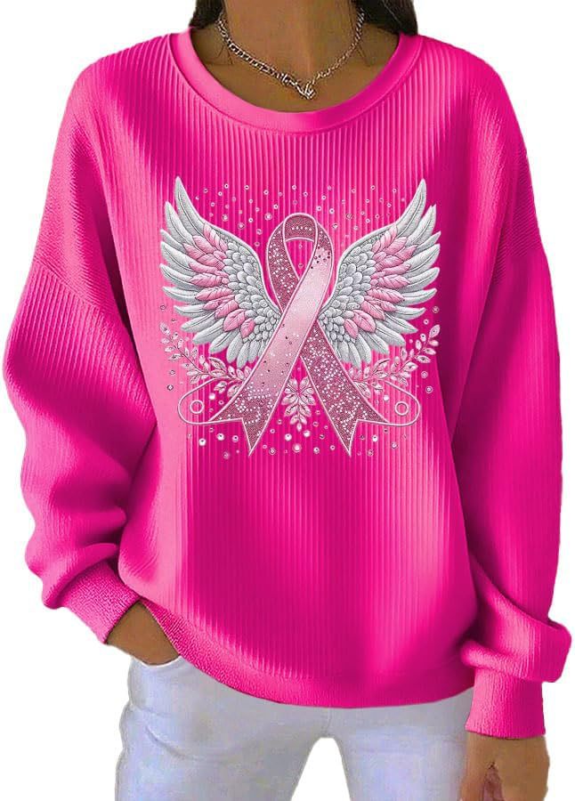 🎀Breast Cancer Awareness Angel Wings Pink Ribbon Sweatshirt – Support, Strength & Hope