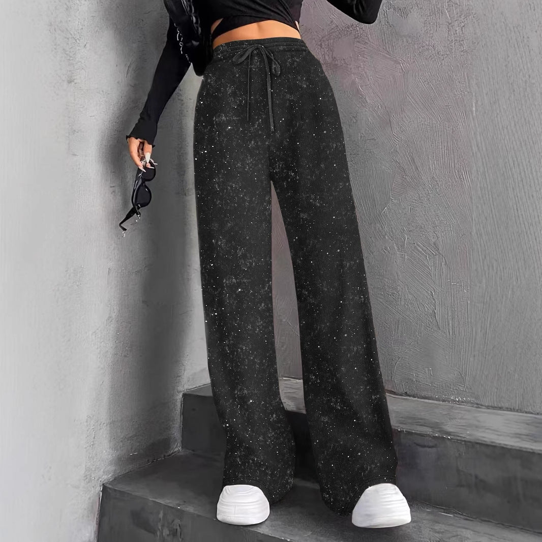 🎄🎁Christmas Sale 40% OFF🥰Women's Sequin Sparkle Wide Leg Pants with Elastic Waistband