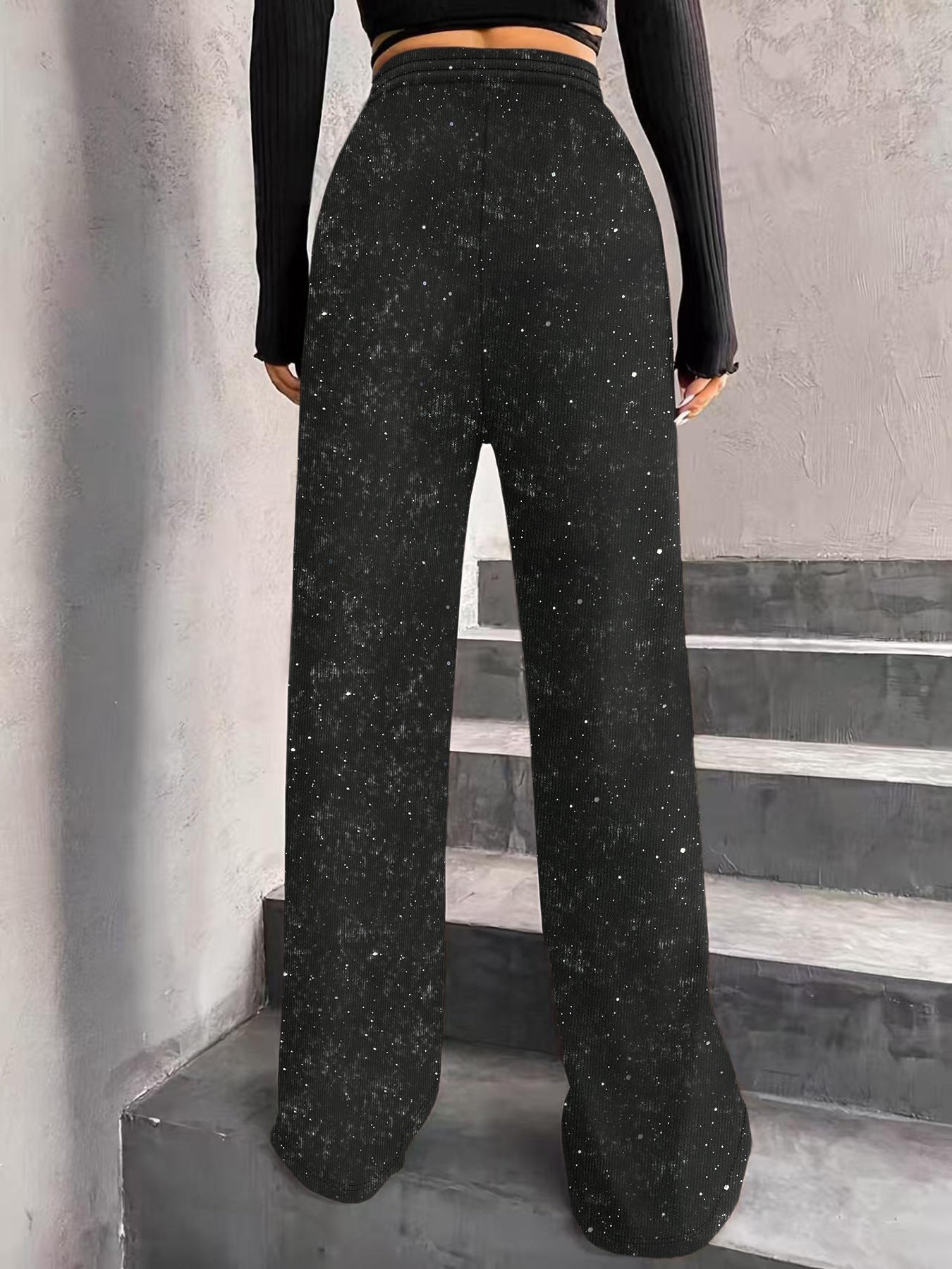 🎄🎁Christmas Sale 40% OFF🥰Women's Sequin Sparkle Wide Leg Pants with Elastic Waistband