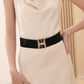 【Factory direct sales】Women's Vintage Gold Buckle High Elastic Leather Belt