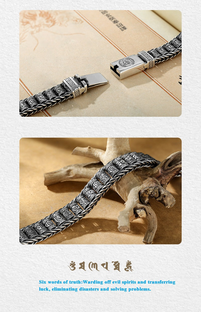 💎 60% OFF! 💎 Tibetan Prayer Wheel Bracelet – 925 Sterling Silver, Lucky Charm & Valentine's Day Gift