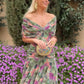 Women's Off-the-shoulder V-neck Printed Dress