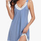 👗🌸 Elegant Lace Nightgown – V-neck, hollow lace trim, breathable cotton. 50% OFF! 🔥