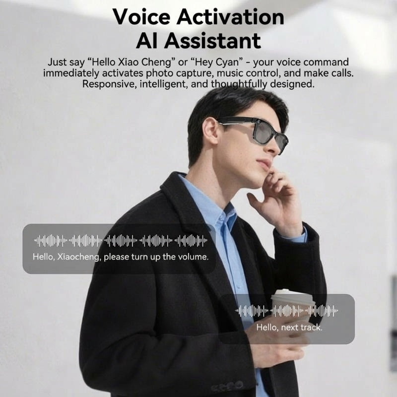 AI smart glasses with ChatGPT, 8 MP camera and HD 1200P 4K video recording, real-time translation in over 160 languages, Bluetooth 5.4, HiFi audio and music control, smart sunglasses with video recording for on the go