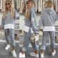 Women's Hooded Patchwork Casual Sweatshirt Suit1