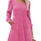 🍂2025 Autumn New Style 50% OFF⏰Women's Square Neck Lantern Sleeve Ribbed Dress