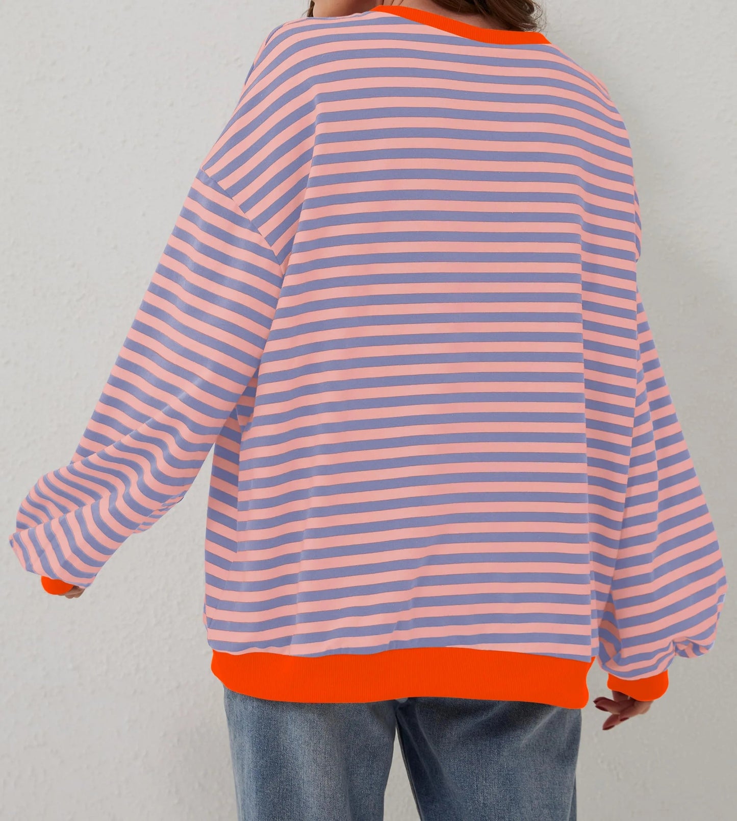 🔥Promotion 49% OFF😲-Women's Oversized Striped Long Sleeve Pullover (Buy 2 Free Shipping)