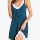 👗🌸 Elegant Lace Nightgown – V-neck, hollow lace trim, breathable cotton. 50% OFF! 🔥