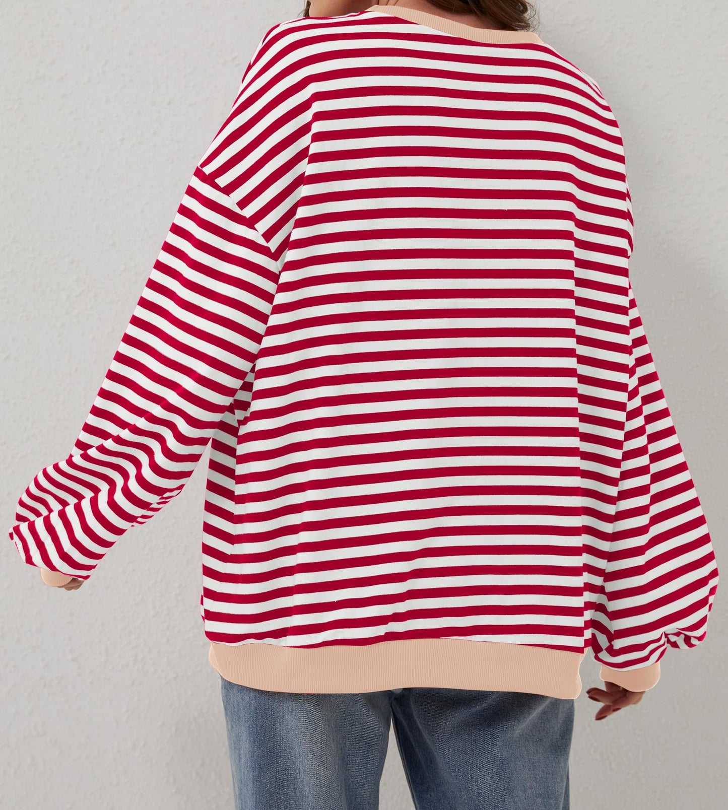 🔥Promotion 49% OFF😲-Women's Oversized Striped Long Sleeve Pullover (Buy 2 Free Shipping)