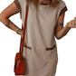 😍LAST DAY SALE 50% OFF💥2025 New Women's Casual Cap Sleeve Color Block Shift Tshirt Dress With Pockets(buy 2 free shipping)