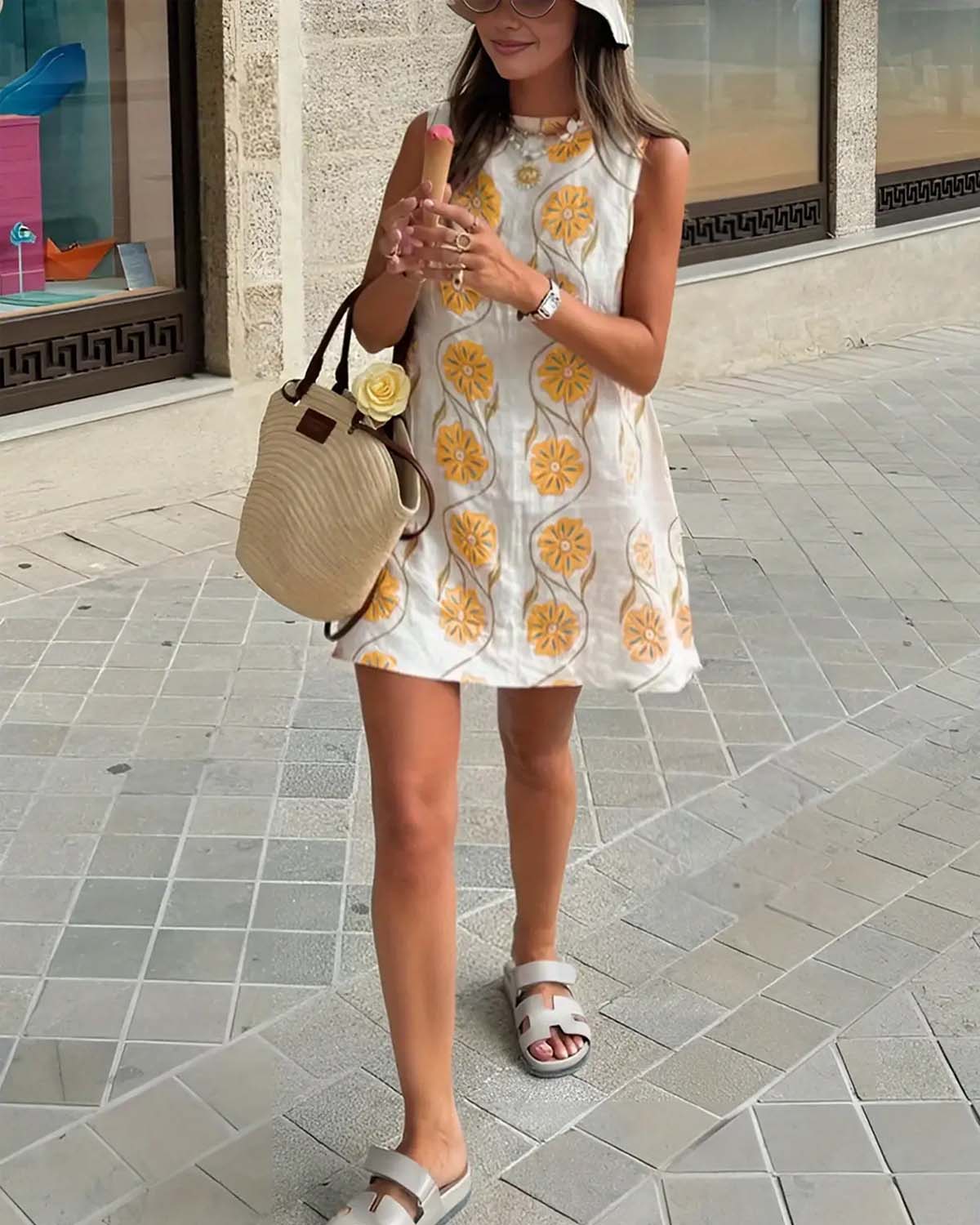 💜 LAST DAY PROMOTION - 50%OFF 💜Women's Casual Sleeveless Floral Print Dress