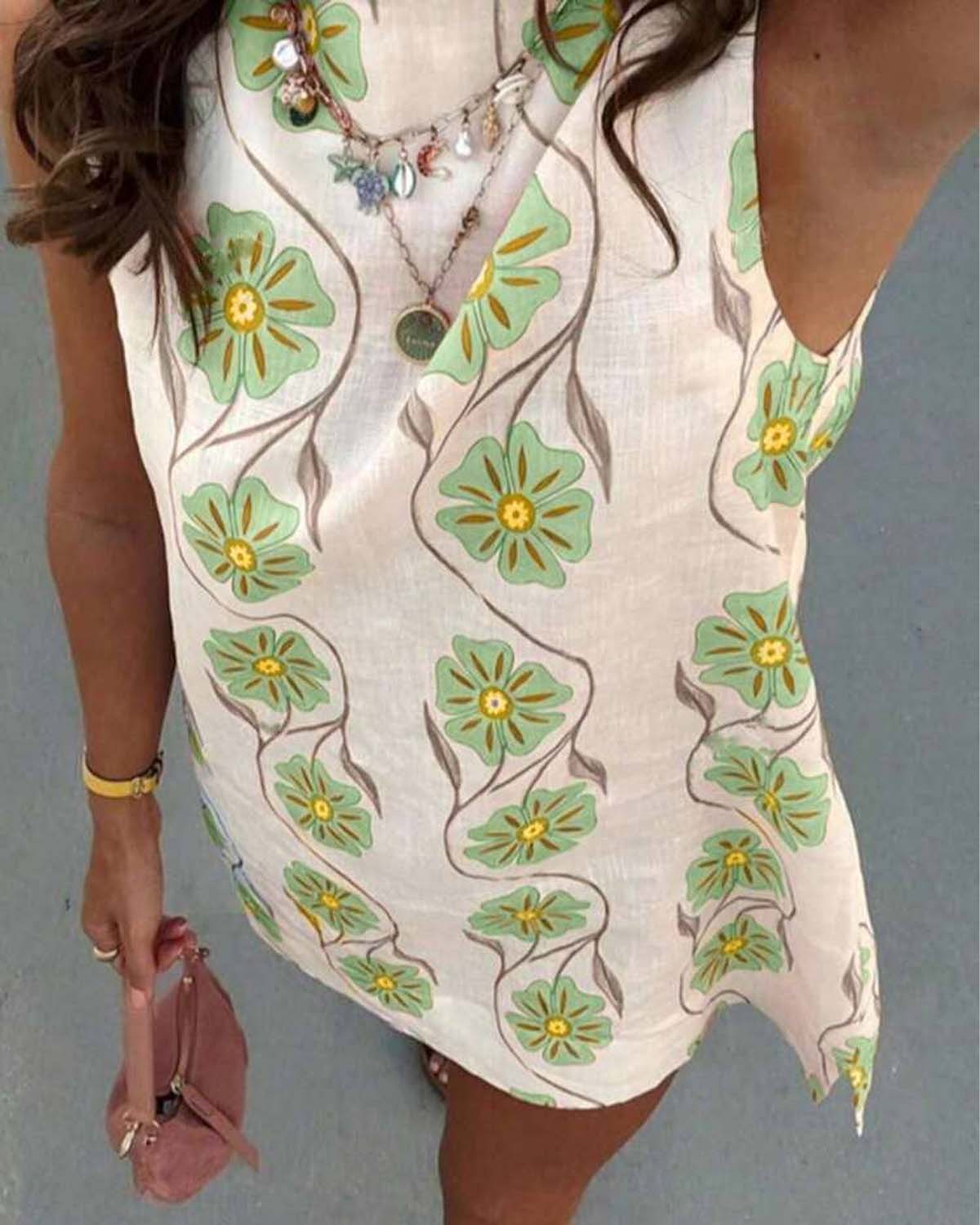 💜 LAST DAY PROMOTION - 50%OFF 💜Women's Casual Sleeveless Floral Print Dress