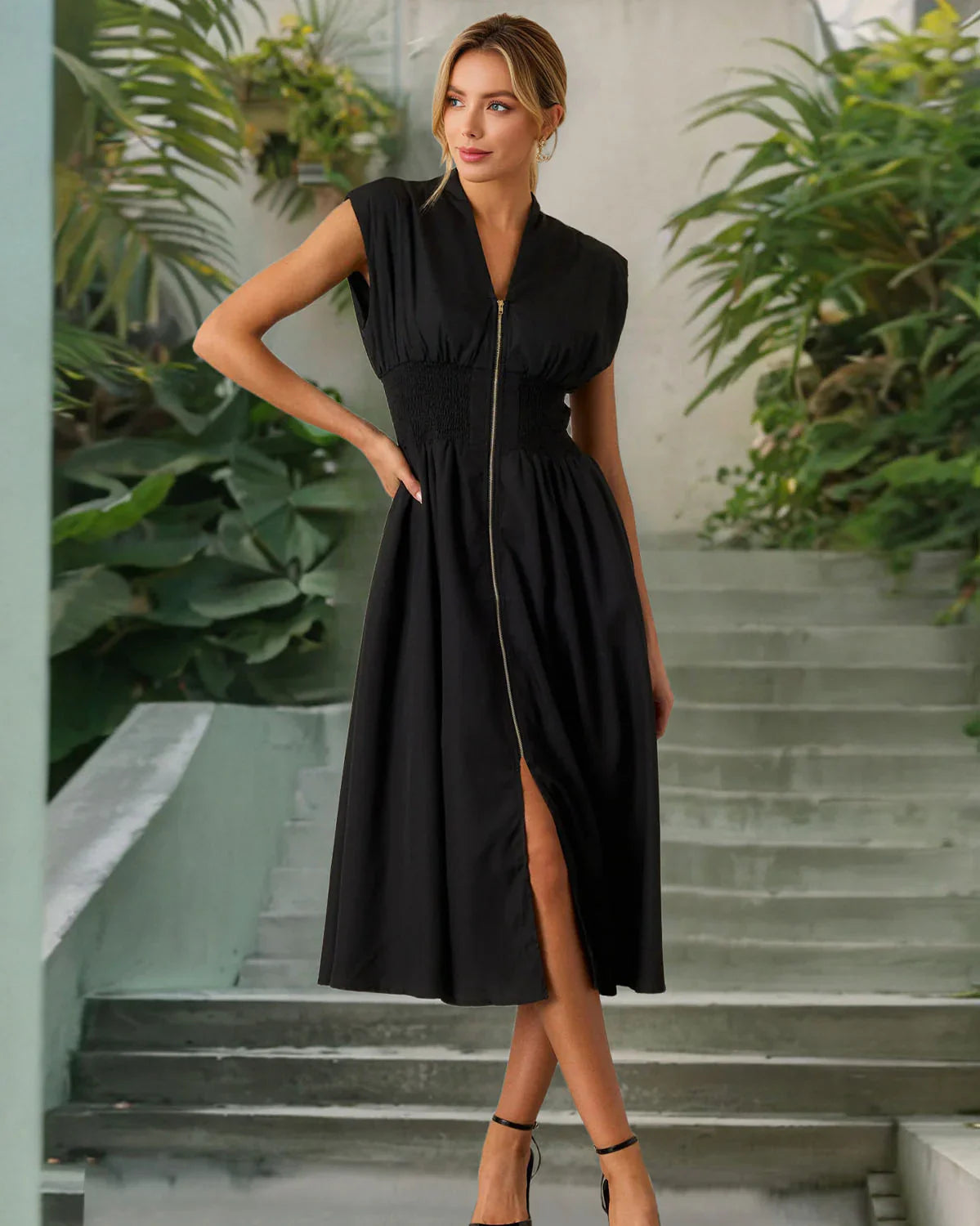 💃Hot Sale 50%⏰Women's Elegant V-Neck Split Maxi Dress👗