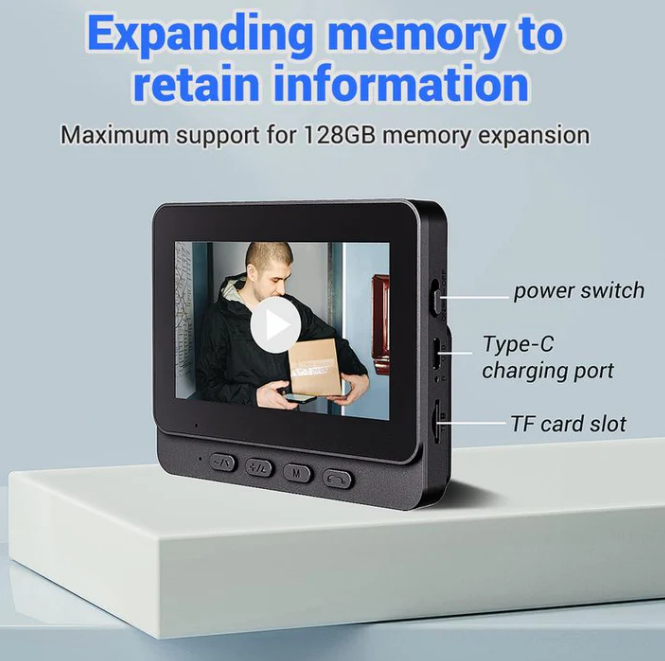 ✈️Free shipping✈️Wireless doorbell camera: 1080P, 170° angle, 4.3-inch screen, IPX65 outdoor waterproof, night vision