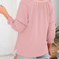 ⏰Limited time sale 50% Off!!🔥🔥Womens 3/4 Lantern Sleeve Casual V-Neck T-Shirts Pleated Loose Hollow-Out Blouse