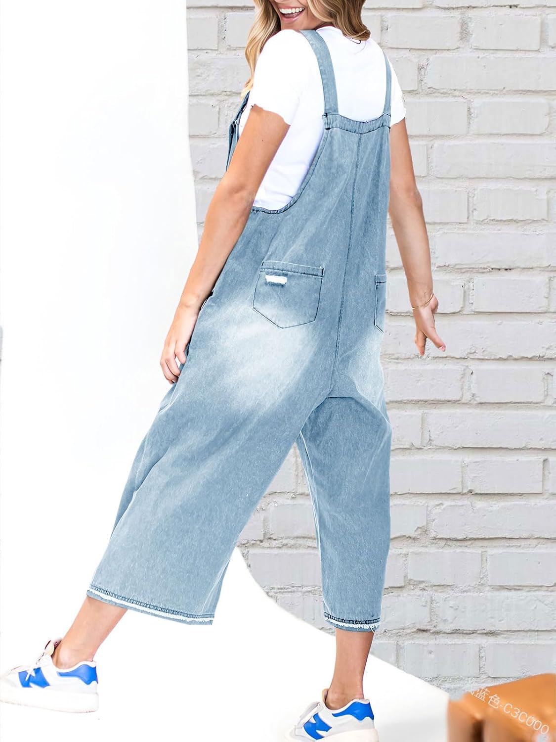 🔥Limited time sale 49% OFF💕Women's Cute Casual Button Jumpsuit Ripped Denim Overalls