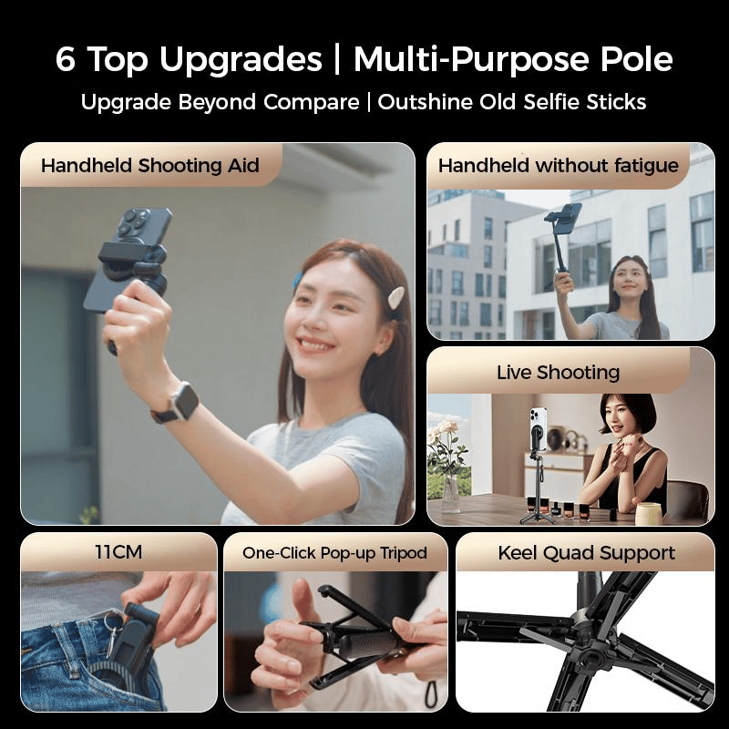 📸🔥 Last Day 49% OFF🌟4-in-1 Magnetic Selfie Stick-360° Rotation & Portable Tripod✅