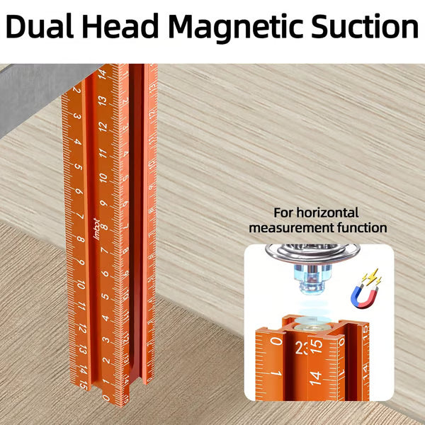 🧲 4-Sided Laser Scale Magnetic Level Scribing Tool | Multi-Purpose Aluminum Woodworking Marking Ruler