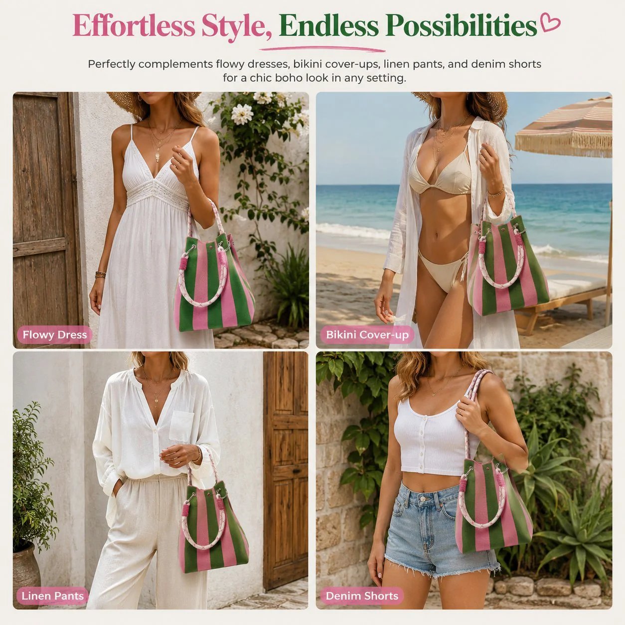 🏆👜 Limited-Time Sale: 50% OFF 🌴 Boho Striped Knit Bucket Handbag for Women – Handmade Summer Beach Shoulder Bag2