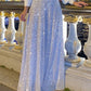 Elegant Long-sleeved Blouse With V-neckline And Wide Sequinned Jumpsuit Trousers