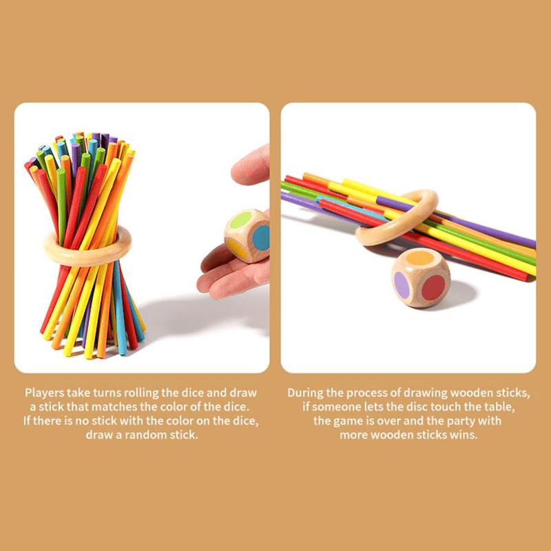 🎁Christmas Special Sale - 50% OFF💝Wooden Stick Game, Colorful Educational Toy for Cognitive Development & Focus Training, Includes Mixed Colors Sticks and Dual-level Puzzle🌟