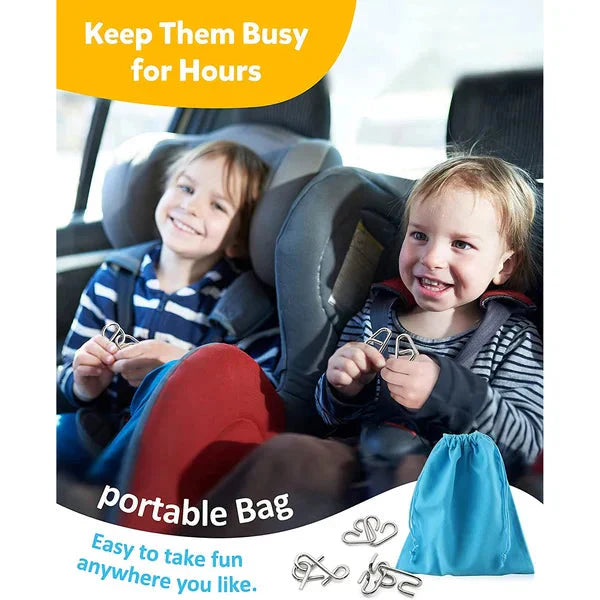 🧠Christmas Limited-Time Offer: 50% OFF!!!🧠🔠Metal Puzzle Ring Eight-Piece Blue Version Brain Teasers