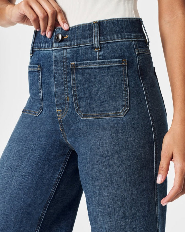 ✨2025 Hot Sale⌛🔥Inventory Clearance! Tummy - Control Cropped Wide - Leg Jeans 🌟