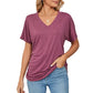💕Hot Promotion- UP TO 49% OFF🌷V-Neck Solid Color Loose Ladies Tops