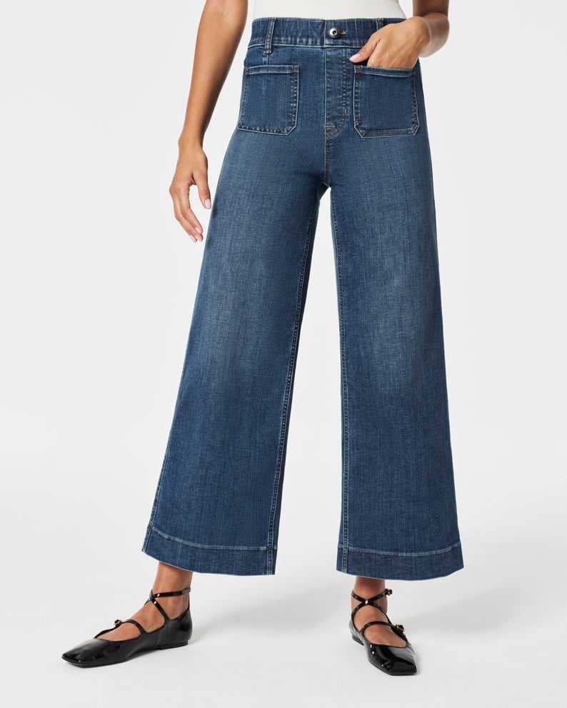 ✨2025 Hot Sale⌛🔥Inventory Clearance! Tummy - Control Cropped Wide - Leg Jeans 🌟