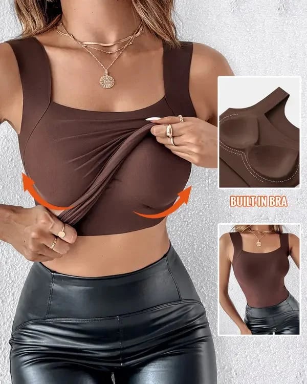 🏆Last Day Special Price $17.99!!💐Women's U Neck Tank Tops with Built-In Bra
