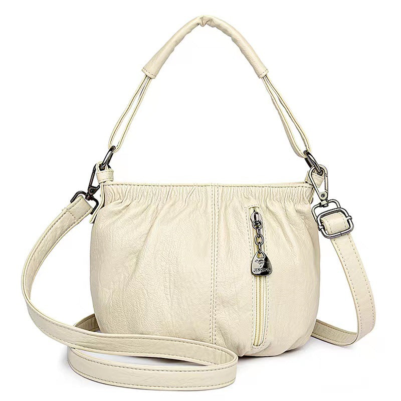 🎀2026 New Arrival🔥Casual Pleated Bucket Soft Leather Handbag Shoulder Bag