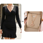 🔥Limited-time offer-Long Sleeve V-Neck Ruched Bodycon Mini Dress