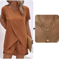 Women's Solid Color Irregular Top & Shorts Two Piece Set