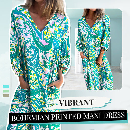 🌸Spring Specials 50% Off🌸Women's Bohemian V-Neck Abstract Printed Maxi Dress