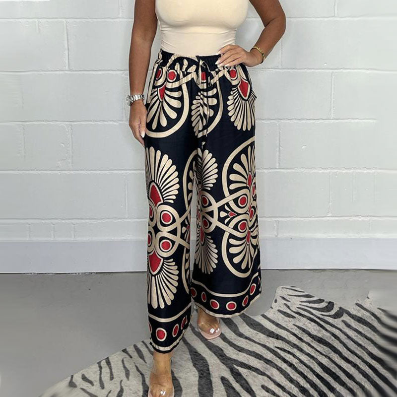 🔥Hot Sale 50% OFF✨Women’s Stylish Printed Satin Wide-Leg Pants