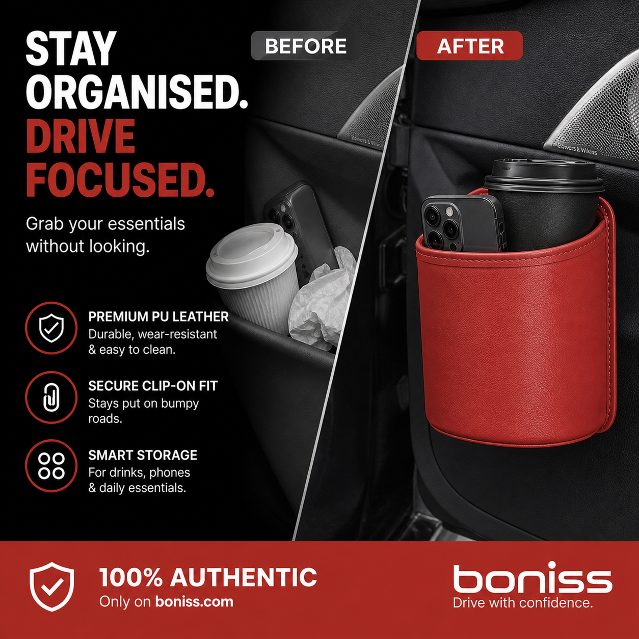 🥳2026 HOT SALE🥳💞50K+ SOLD!🚗🧺 50% OFF! Leather Car Door Cup Holder – Wide‑mouth opening, easy reach for drinks & phone. Clip‑on secure fit. PU leather, tough & stylish. 🛡️✨