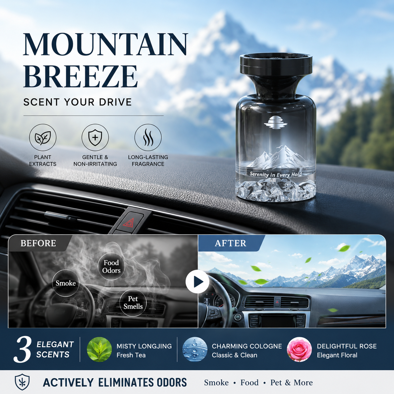🥳2026 HOT SALE🥳🌿 50% OFF!🚗 Long-Lasting Car Air Freshener – Natural plant extracts, eliminates smoke & pet odours. Weeks of freshness. Mountain design. Breath easy! 💨✨