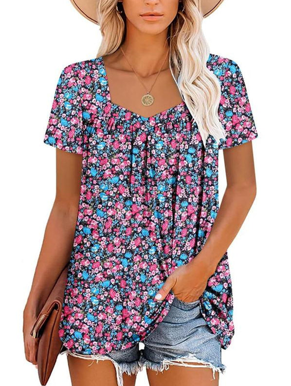 ⏰Hot Sale 50% Off-Women's Summer Pleated Printed Short-Sleeves(🔥Buy 2 get 5% off & Free shipping)
