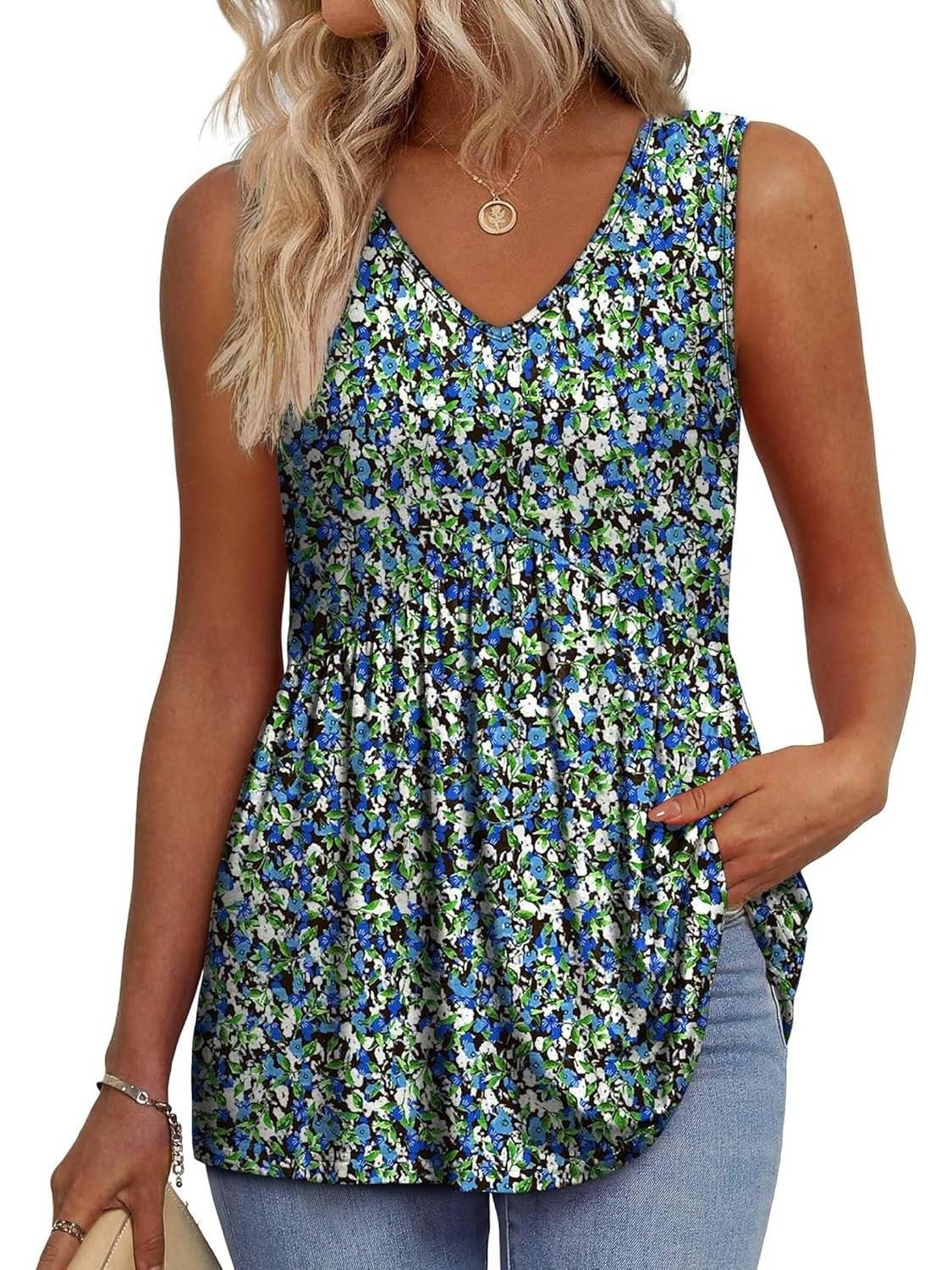 💖LAST DAY SALE 50% OFF✨Women Dressy Sleeveless V Neck Babydoll Tank Tops